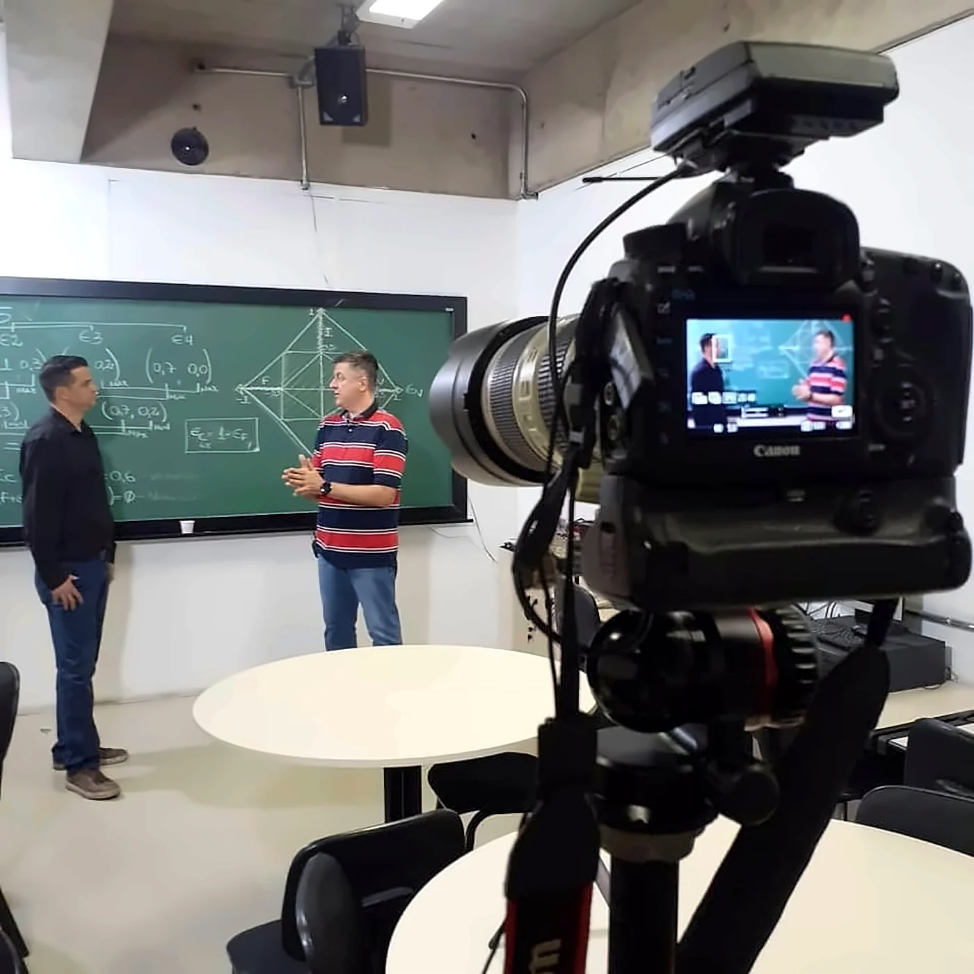 Bastidores de gravação de conteúdo